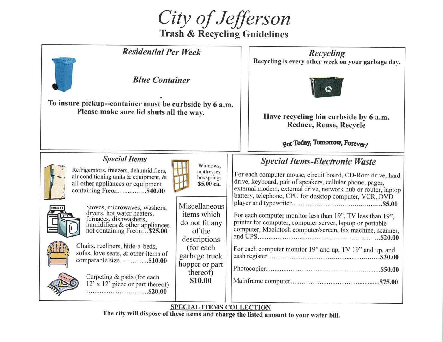 City of Jefferson Trash & Recycling Guidelines City of Jefferson Iowa