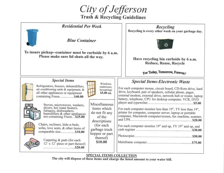 City of Jefferson Trash & Recycling Guidelines - City of Jefferson Iowa